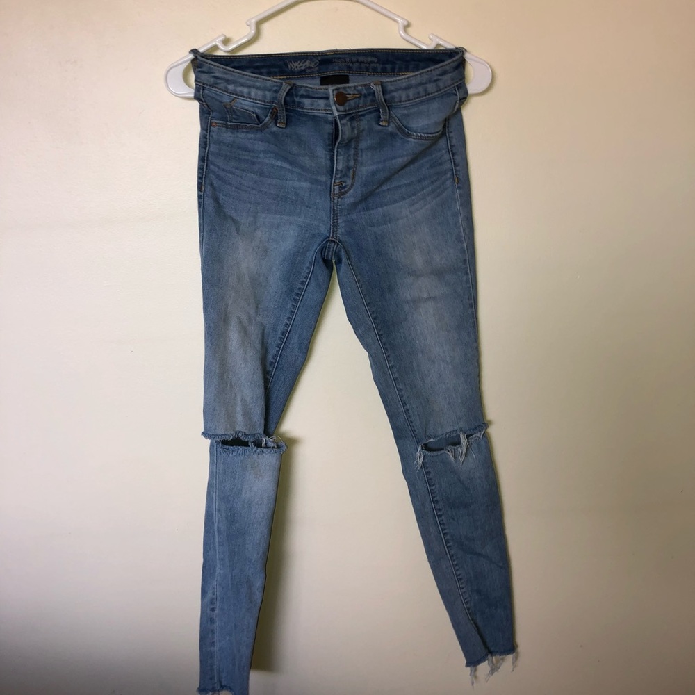 Mossimo light wash ripped jeans.